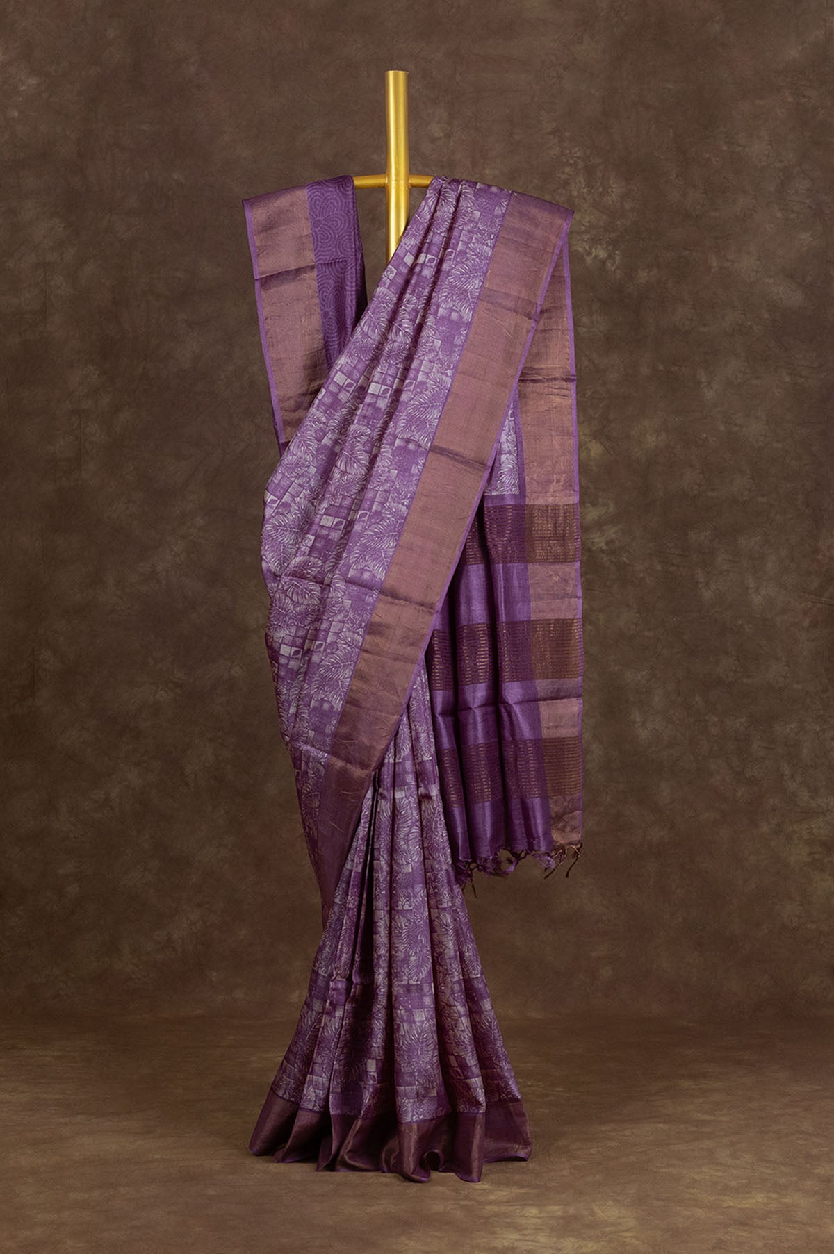 Lavender Tussar Silk Saree