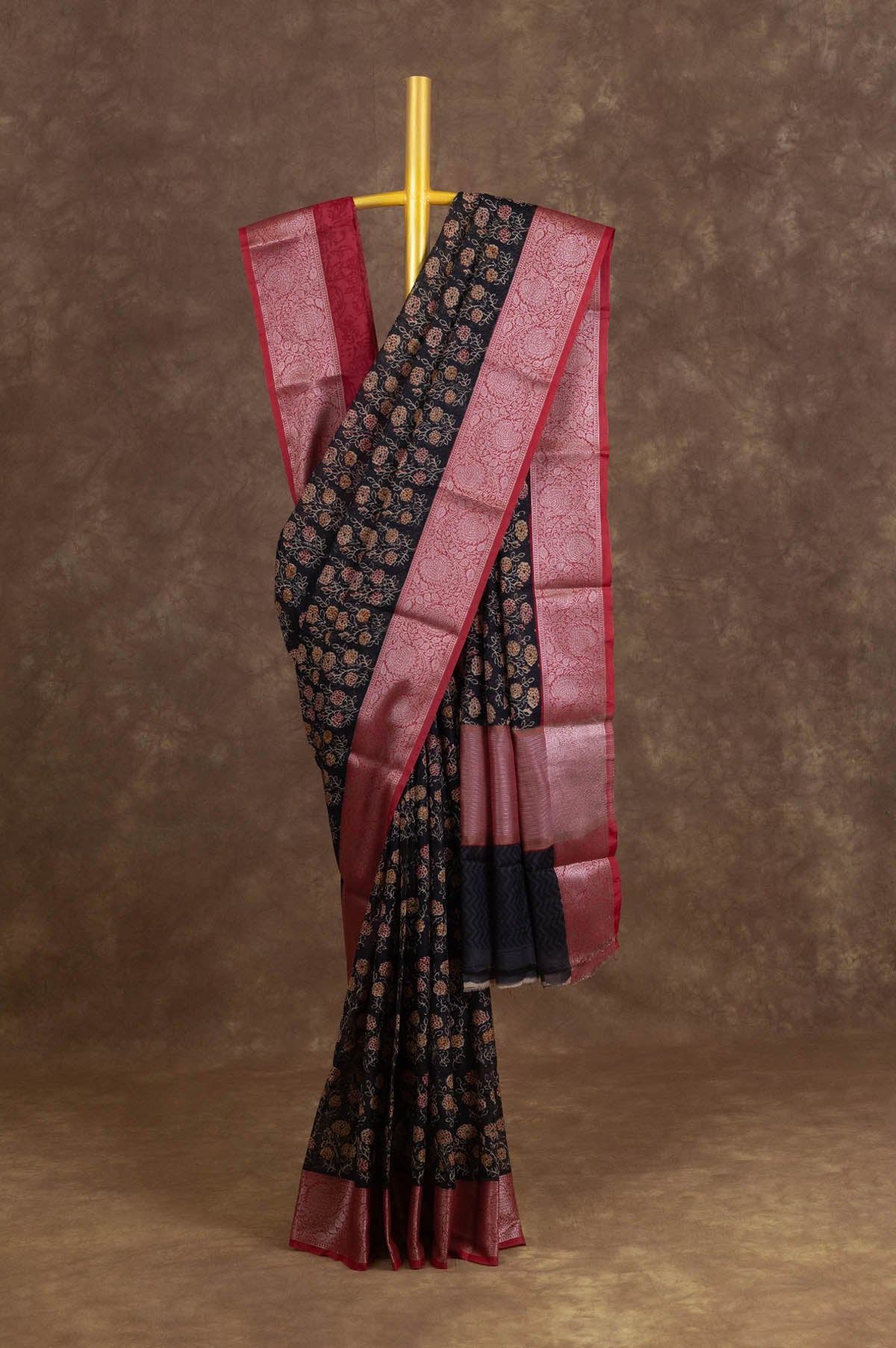 Black Chanderi Silk Cotton Saree