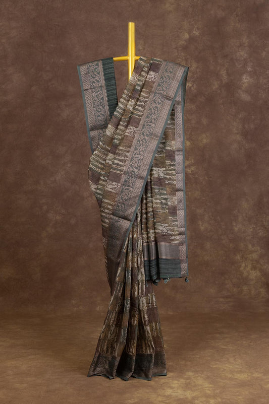 Mehendi Green Chanderi Silk Cotton Saree