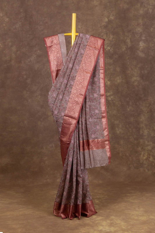 Brown Chanderi Silk Cotton Saree