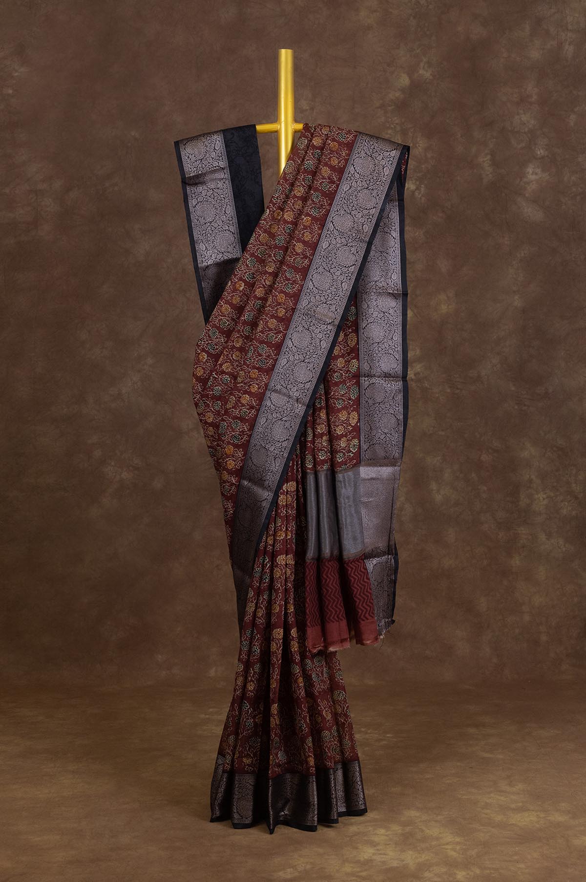 Brown Chanderi Silk Cotton Saree