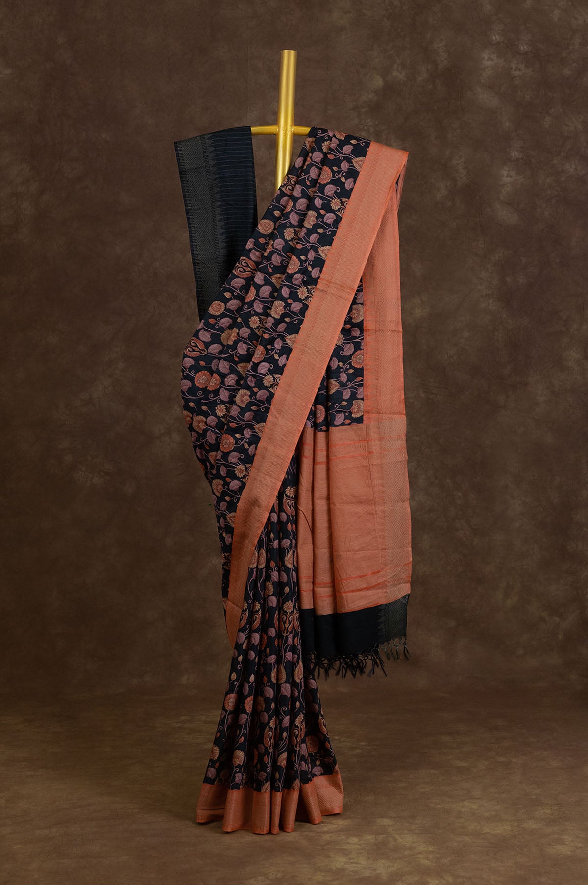 Black Chanderi Silk Cotton Saree