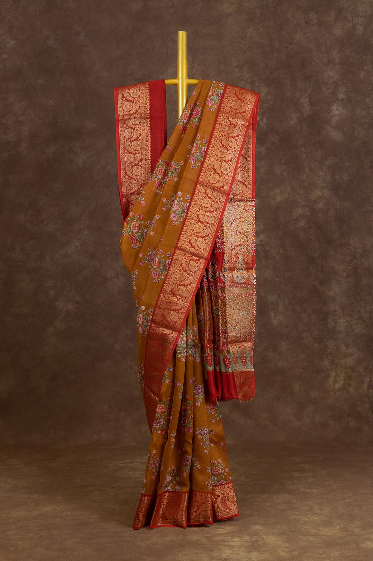 Mustard Chanderi Silk Cotton Saree