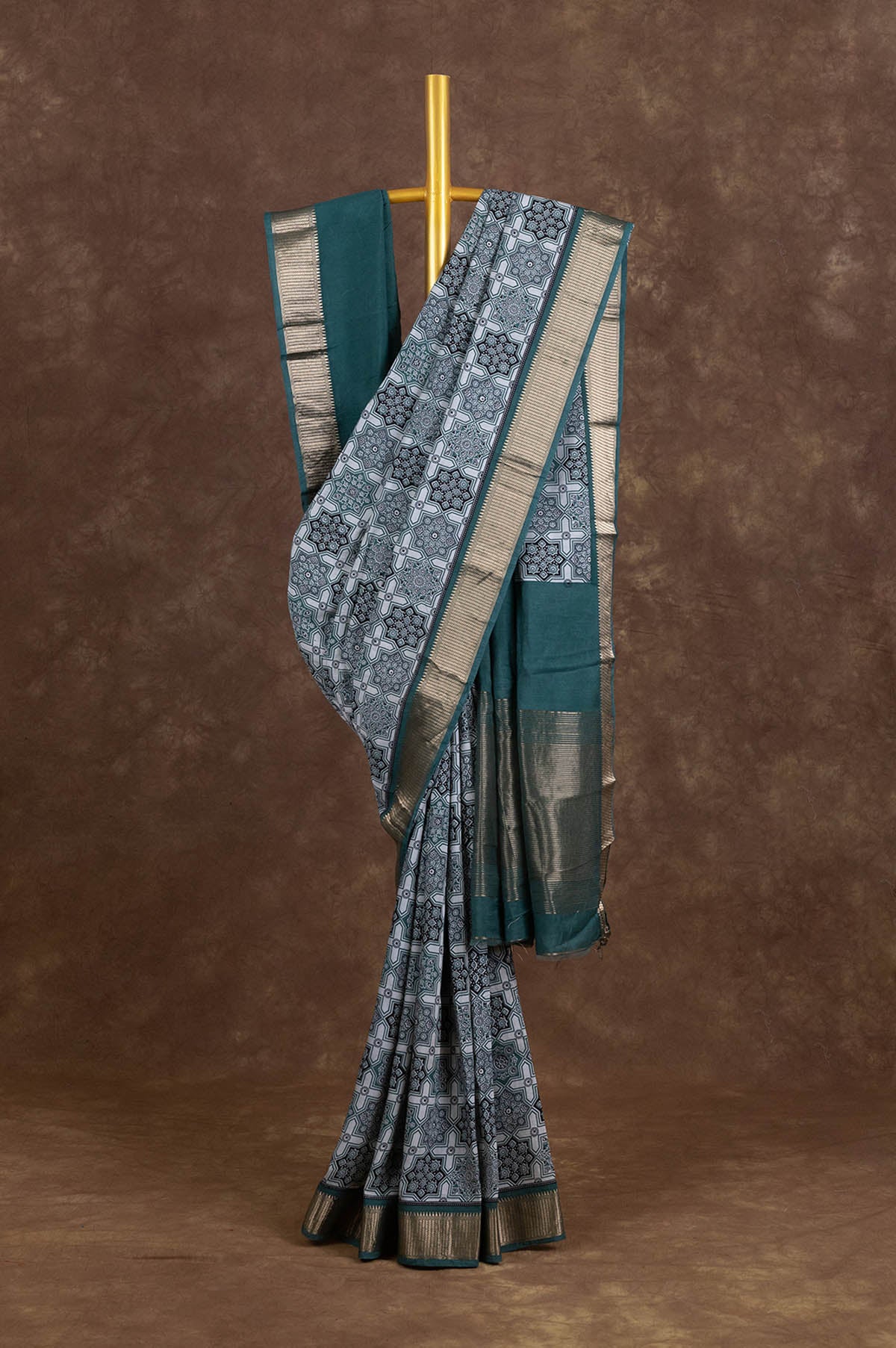 Ash & Green Chanderi Silk Cotton Saree