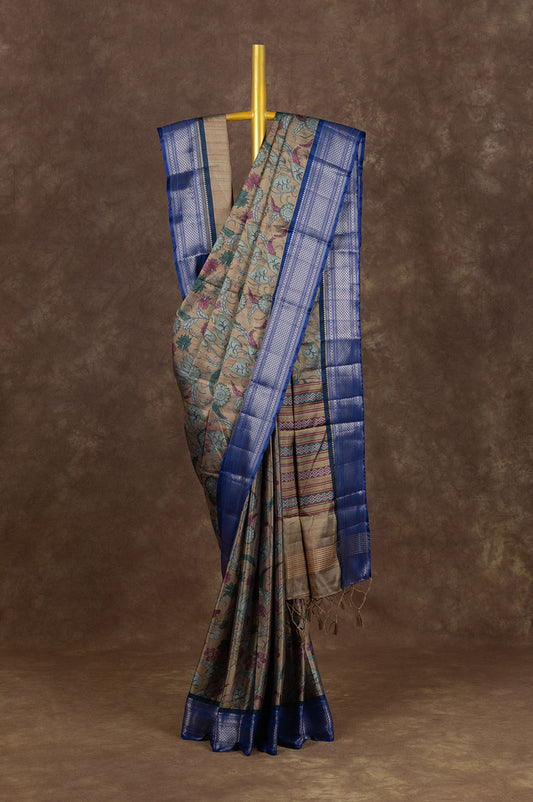 Mustard Chiniya Silk Saree