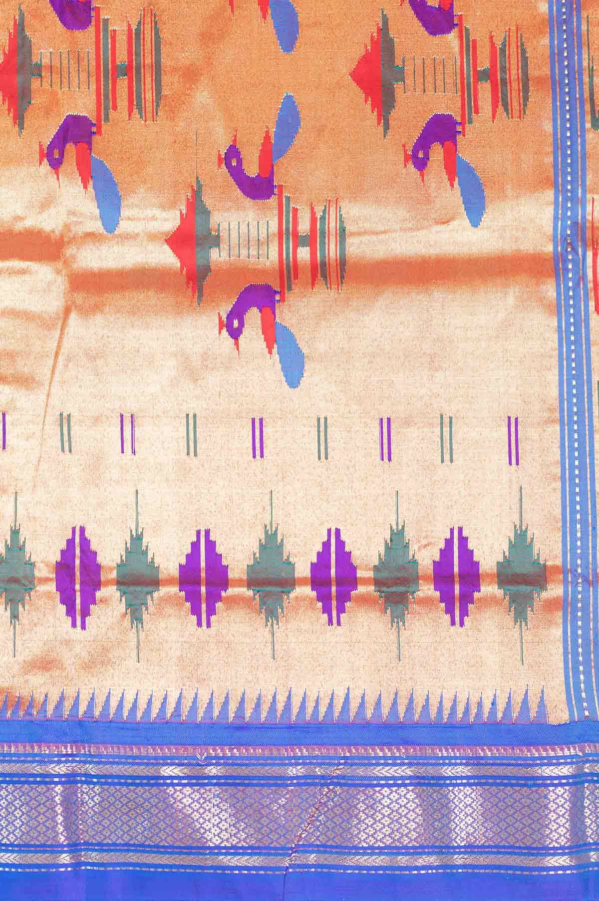 Ananda Blue Paithani Silk Saree Print