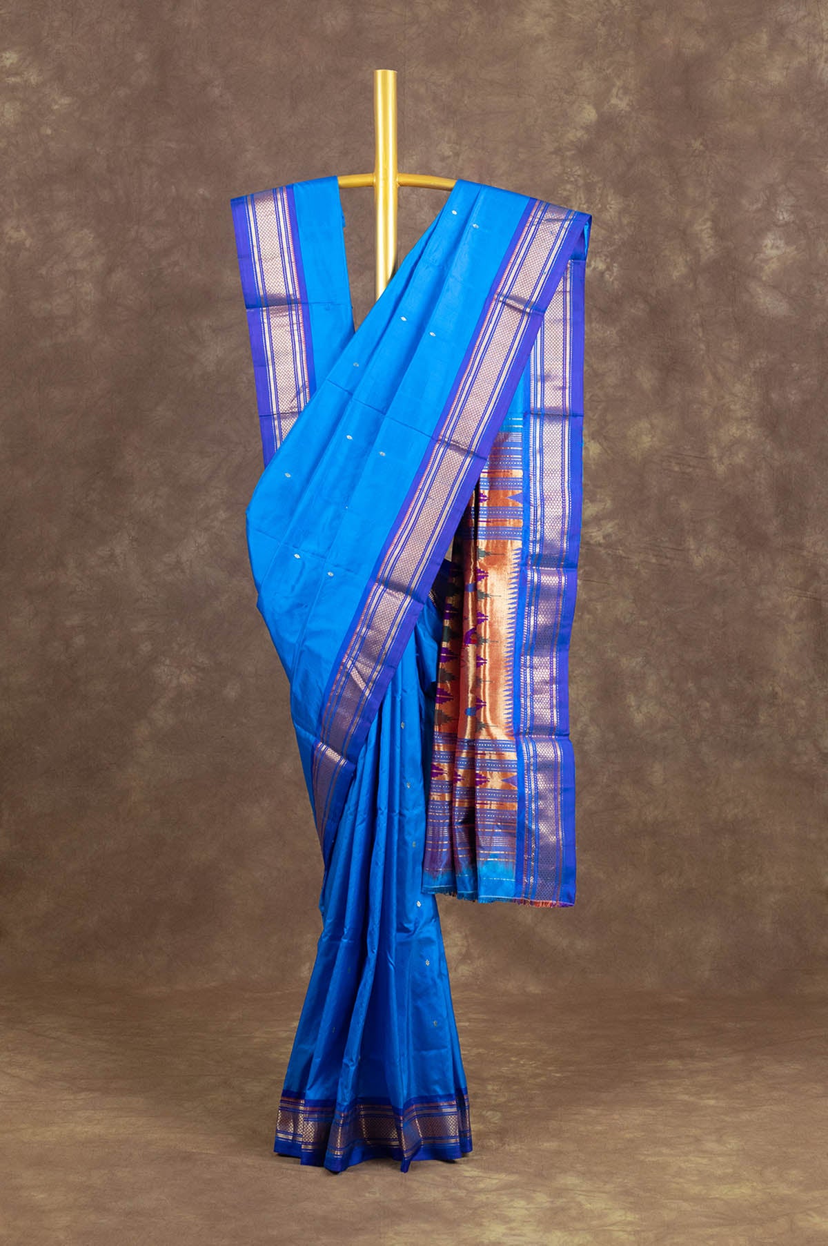 Ananda blue Paithani Silk Saree