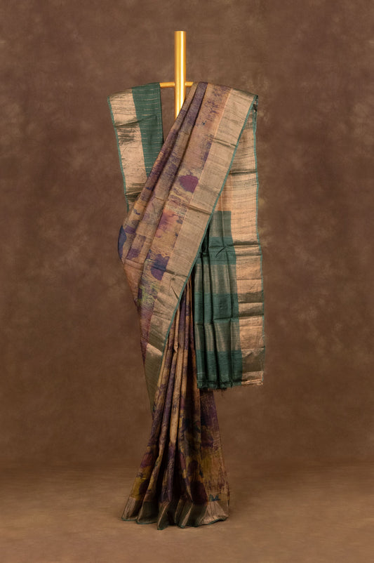 Mustard Tussar Silk Saree