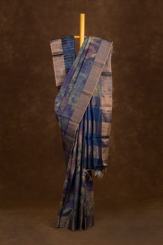 Multi Colour Tussar Silk Saree