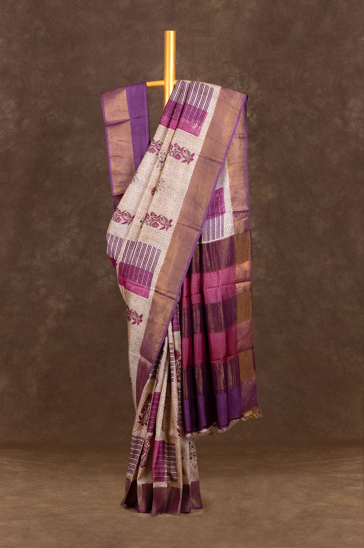 Sandal  Tussar Silk Saree