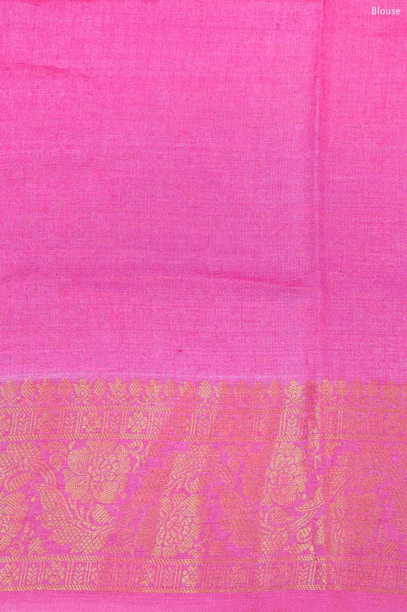 Pink	Tussar Silk Saree