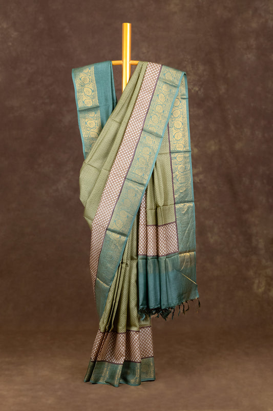 Mehendi green Tussar Silk Saree