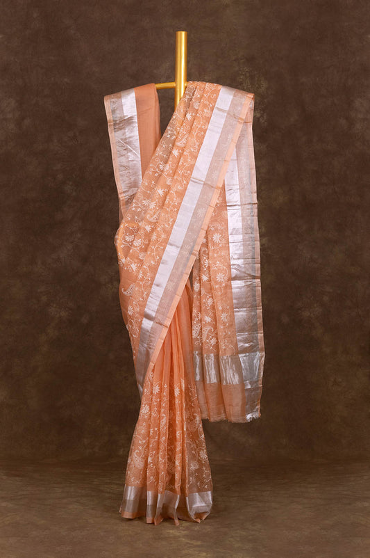 Light Orange Kota Silk Saree