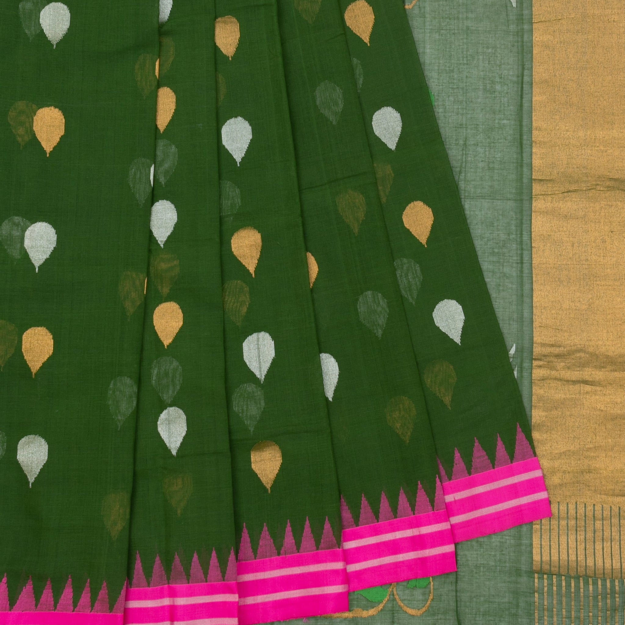 Green Ponduru Jamdani Cotton Saree