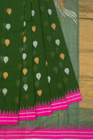 Green Ponduru Jamdani Cotton Saree