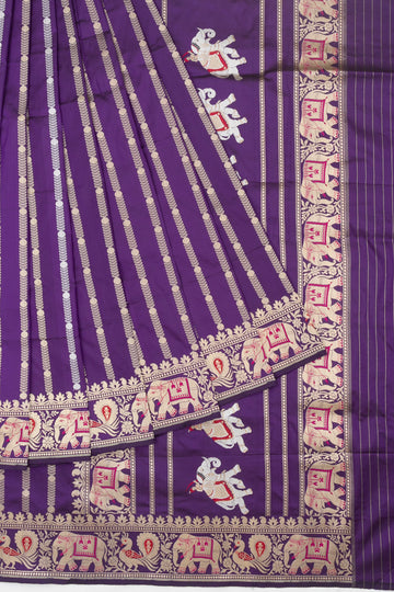 Violet Banaras Katan Saree