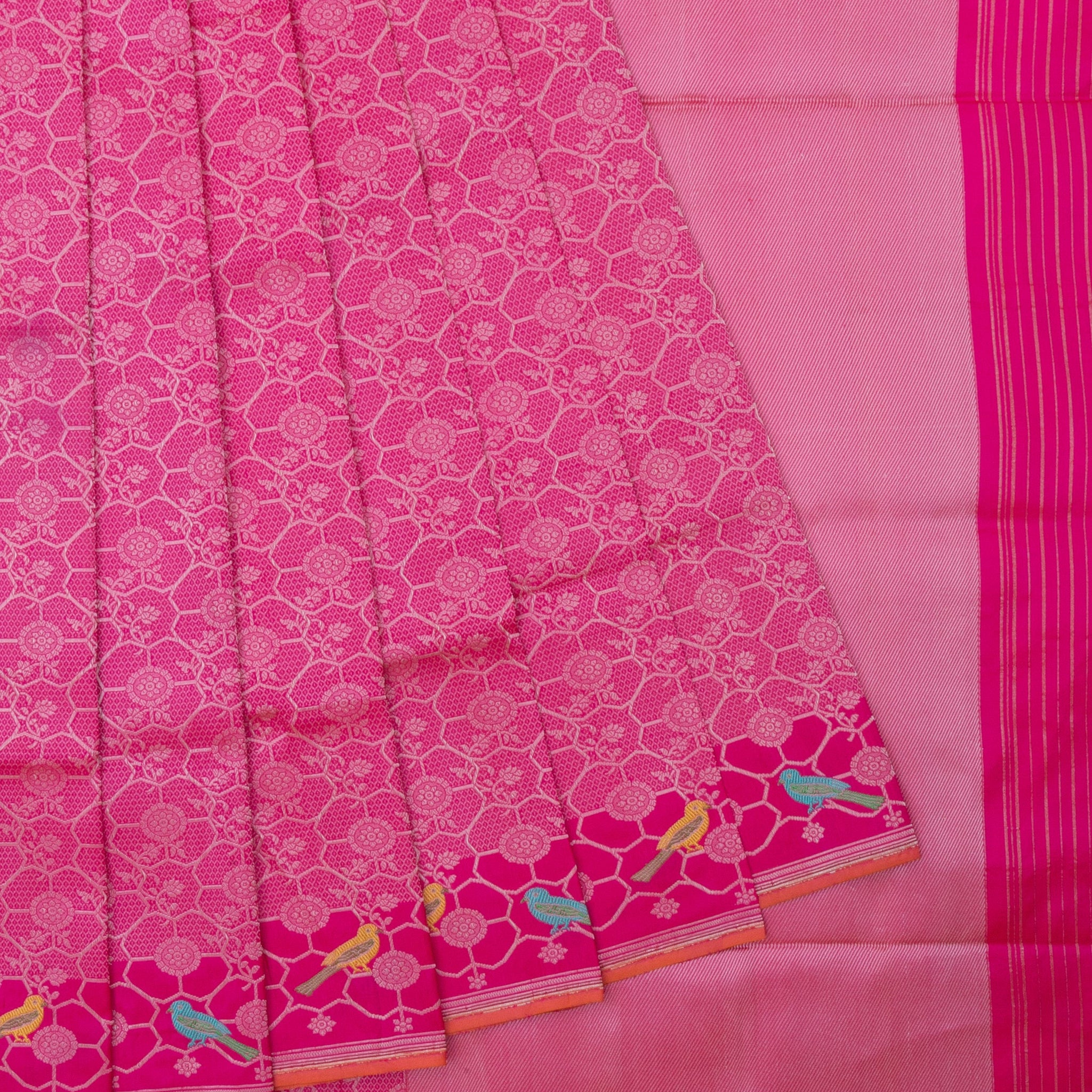 Pink Banaras Katan Saree