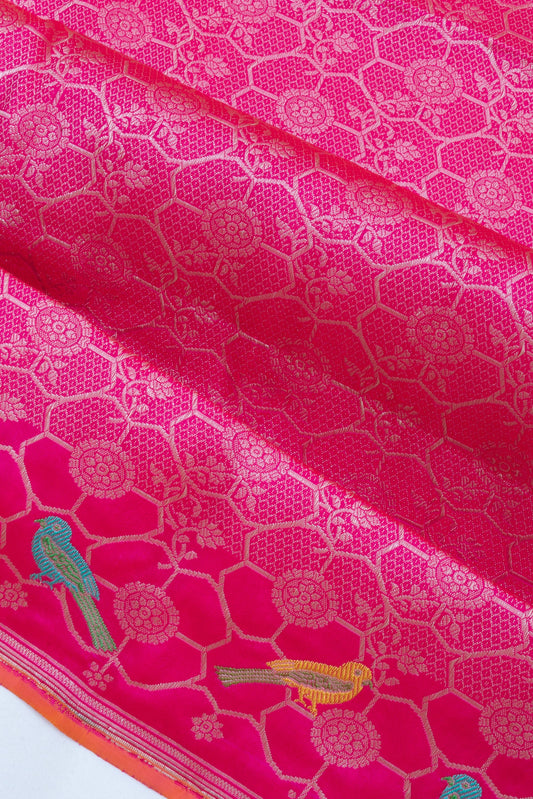 Pink Banaras Katan Saree