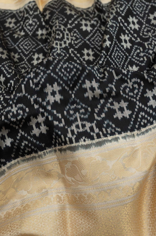 Black Ikat Silk Saree