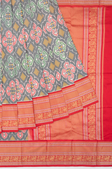 Ash Ikat Silk Saree