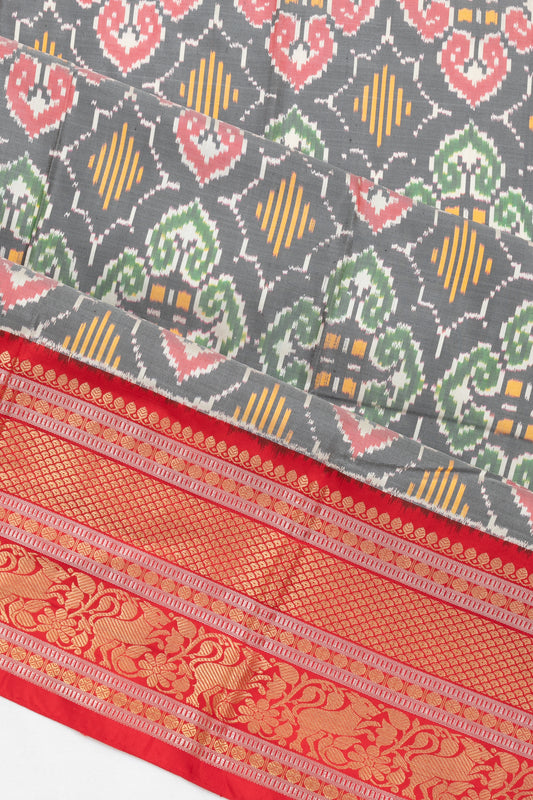 Ash Ikat Silk Saree