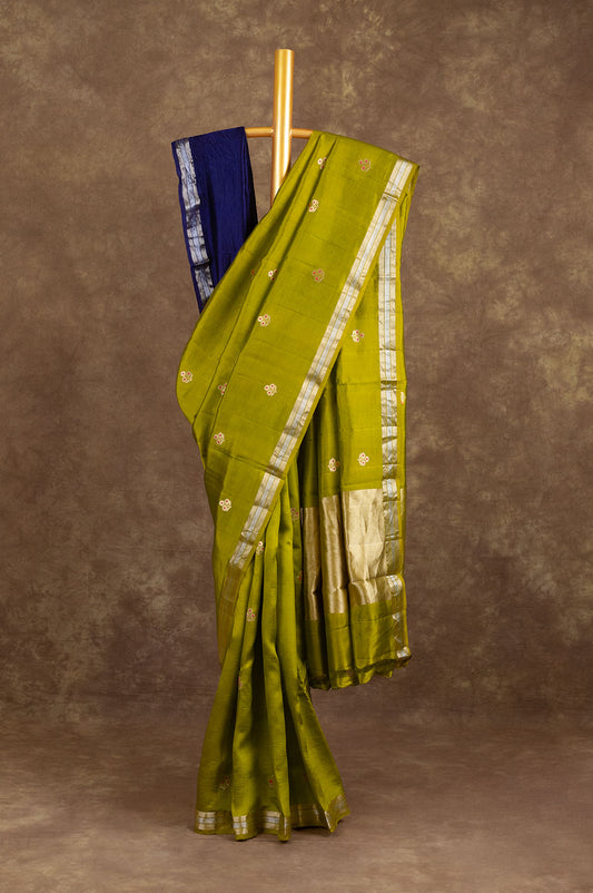 Mehendi Green Chiniya Silk Saree