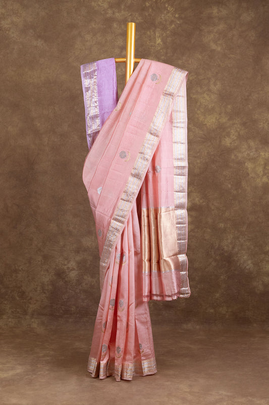 Peach Chiniya Silk Saree