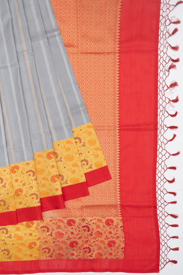 Ash Tussar Silk Saree