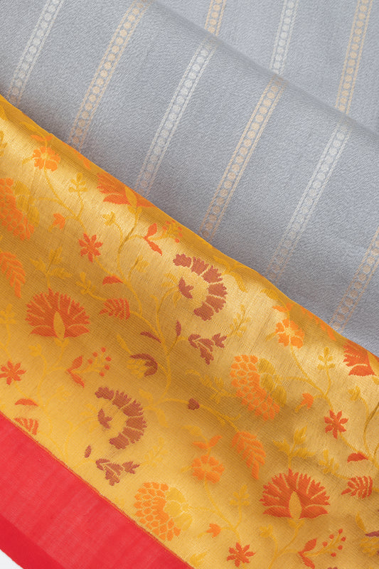 Ash Tussar Silk Saree