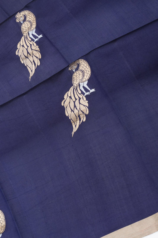 Navy Blue Chiniya Silk Saree