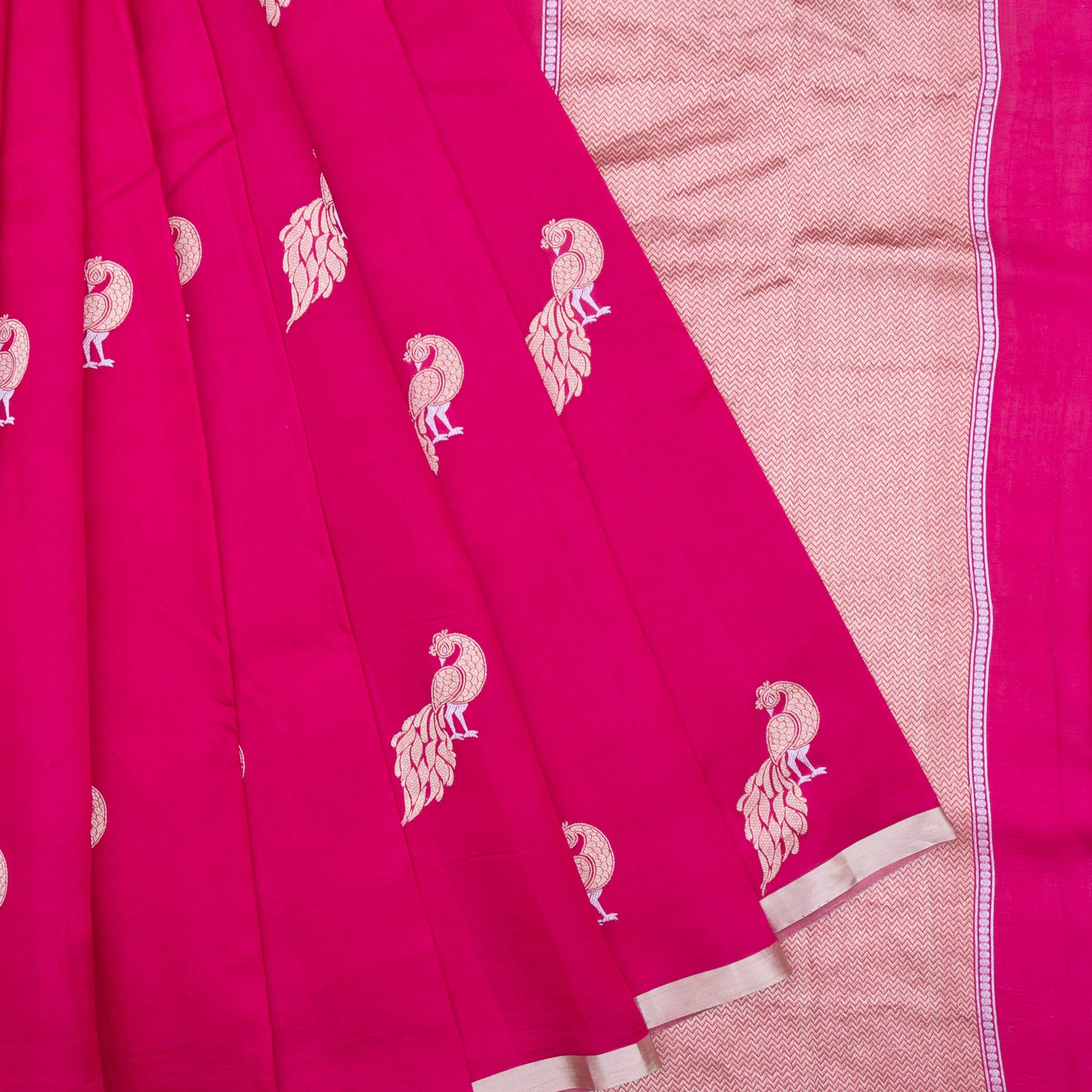 Pink Chiniya Silk Saree