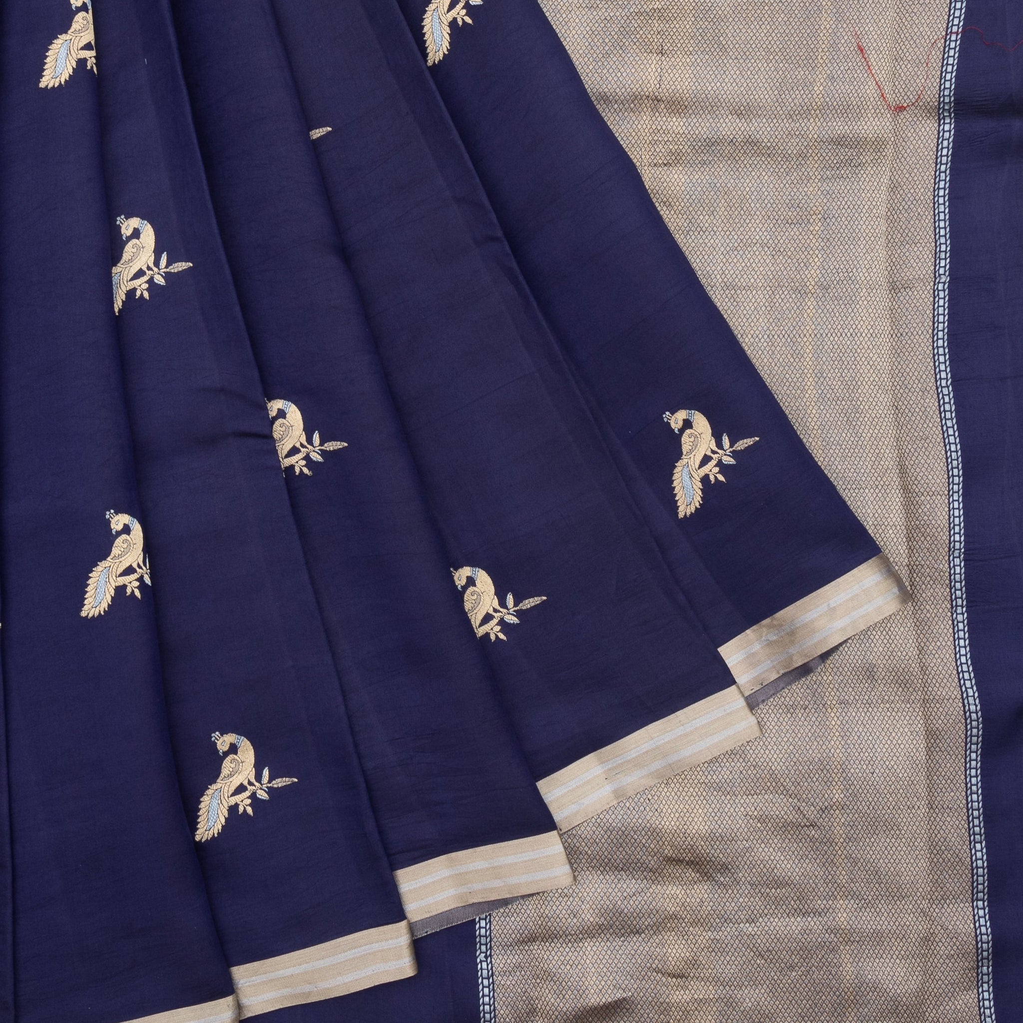 Navy Blue Chiniya Silk Saree