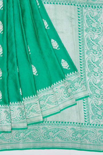 Parrot Green Mashru Silk Saree