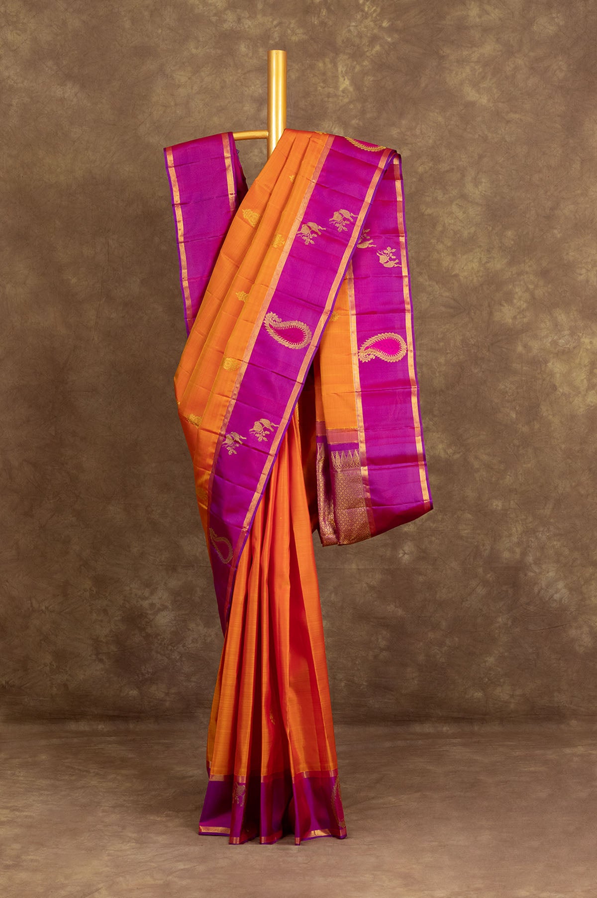 Orange Kanchipuram Silk Saree