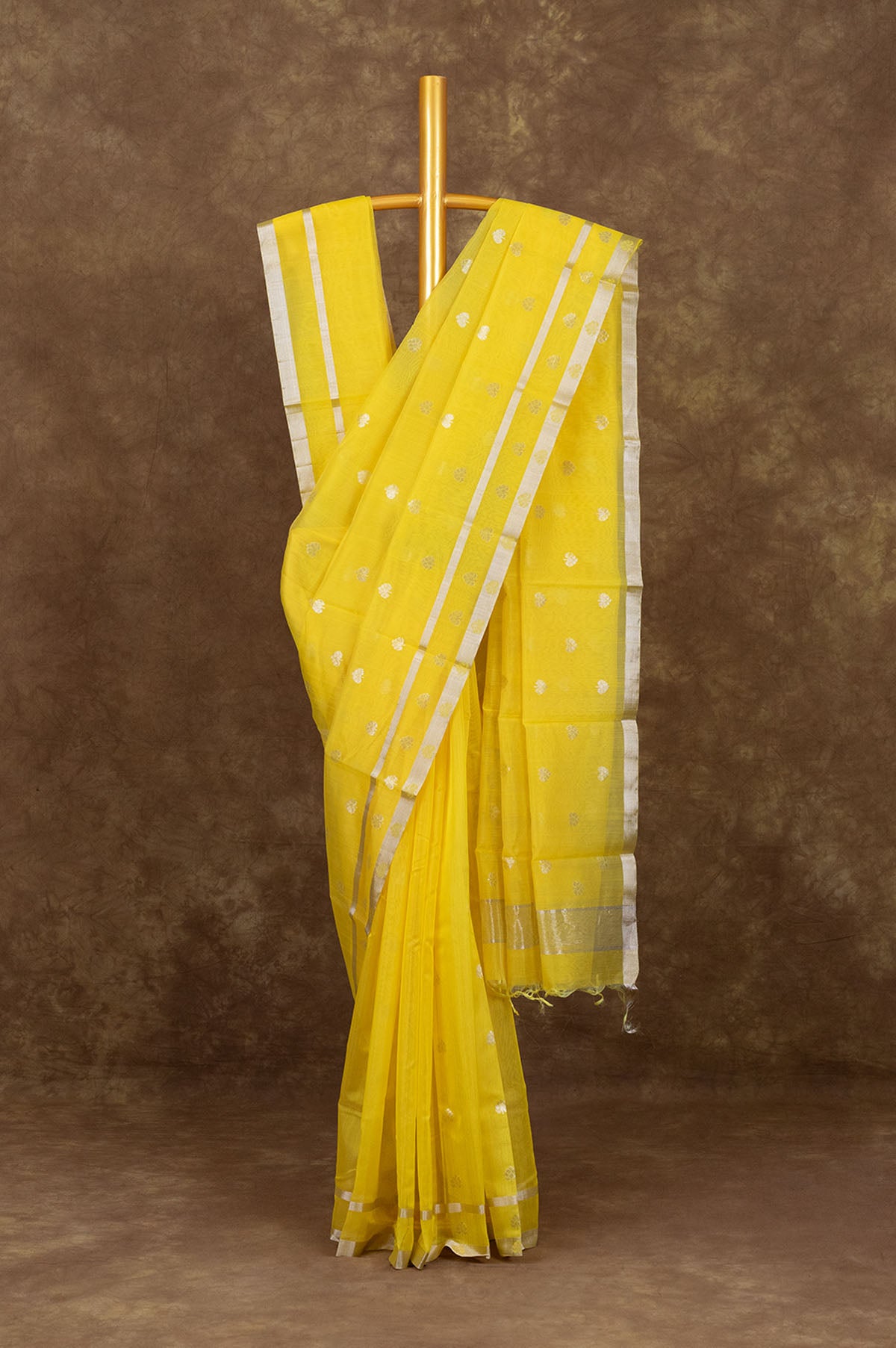 Yellow Chanderi Silk Cotton Saree