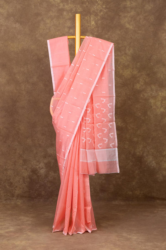 Peach Chanderi Silk Cotton Saree