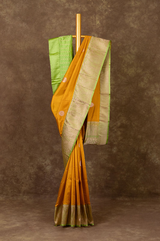 Mustard Banaras Katan Saree