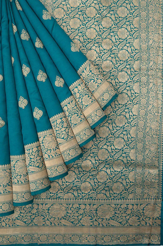 Peacock Green Banaras katan Saree