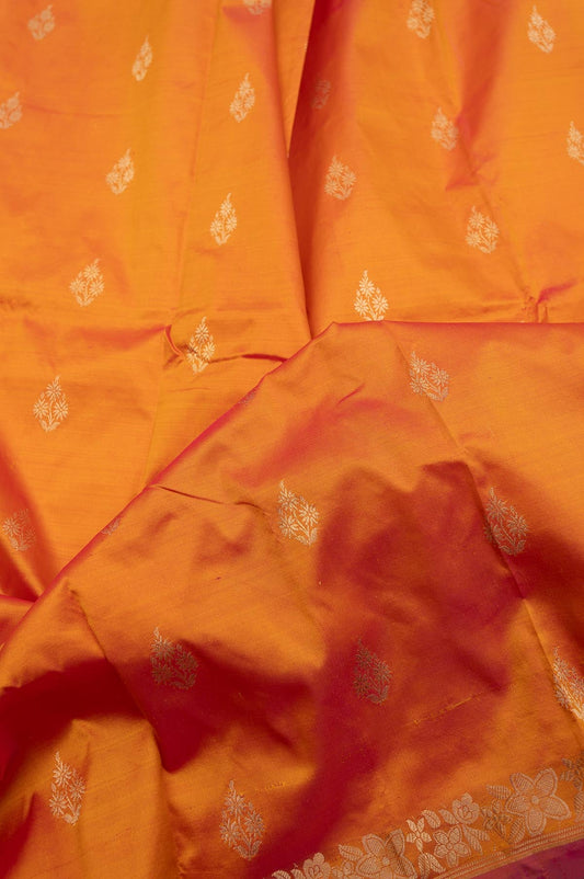 Orange Banaras Katan Saree