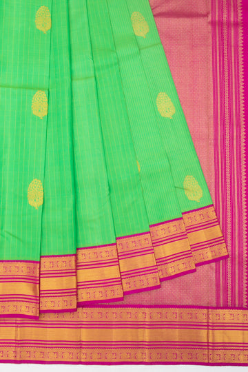 Parrot Green Kanchipuram Silk Saree