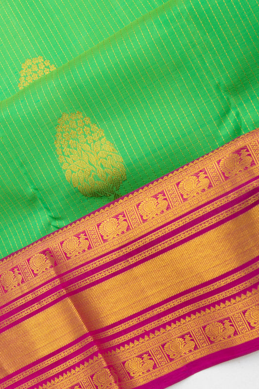 Parrot Green Kanchipuram Silk Saree