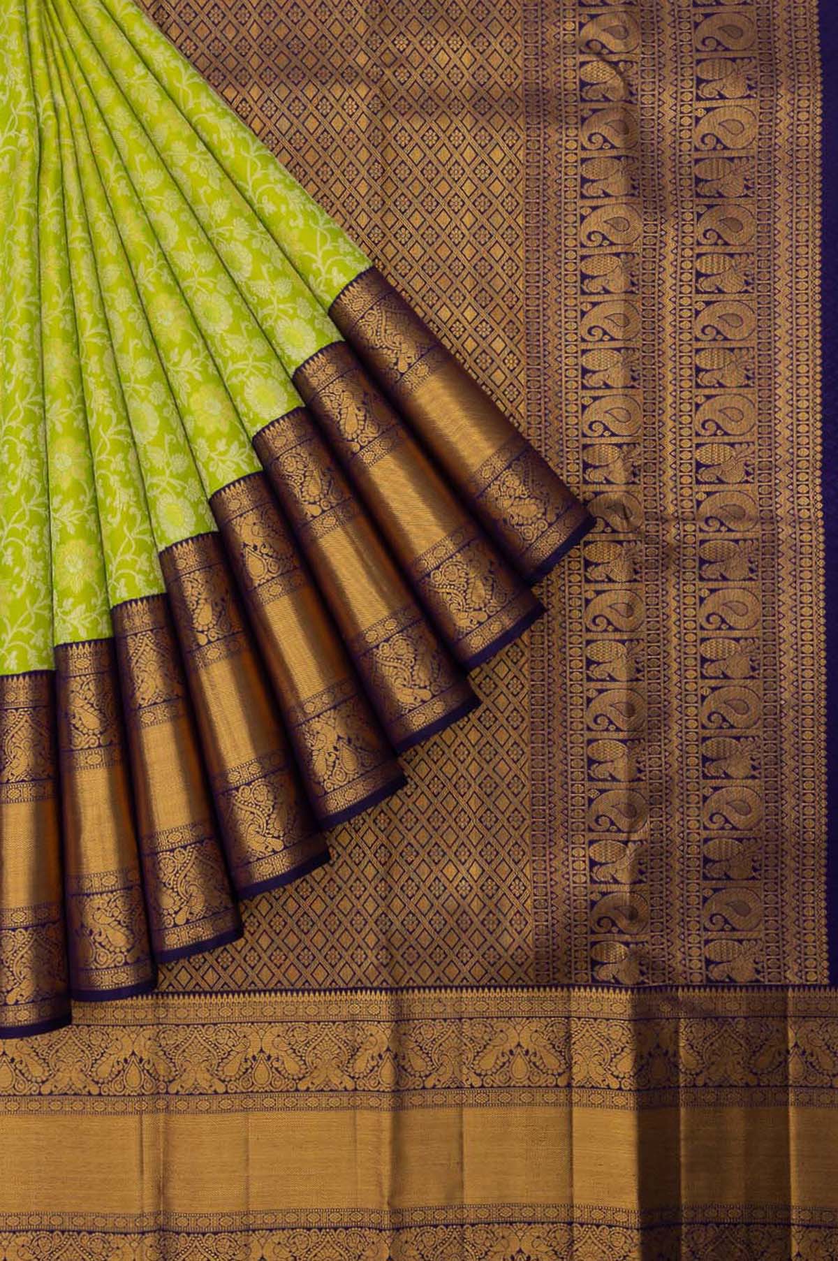 cream color kanchipuram silk saree in Sarees | Heer Fashion