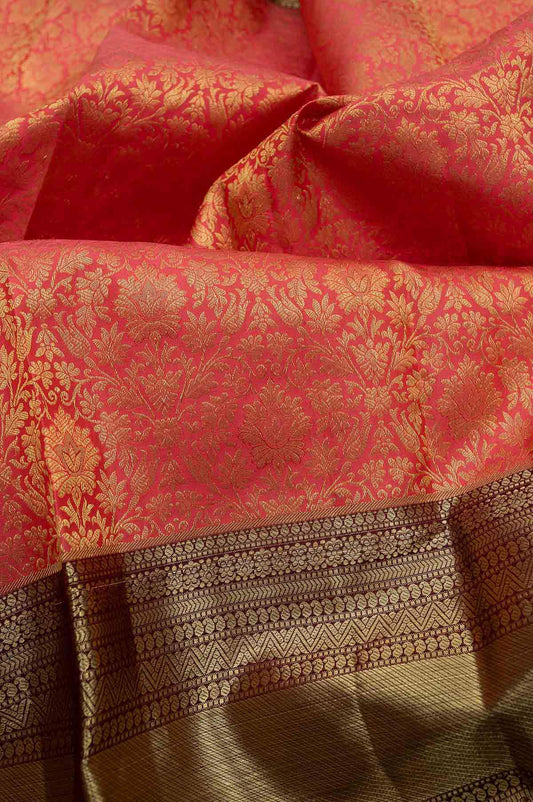 Peach Kanchipuram Silk Saree