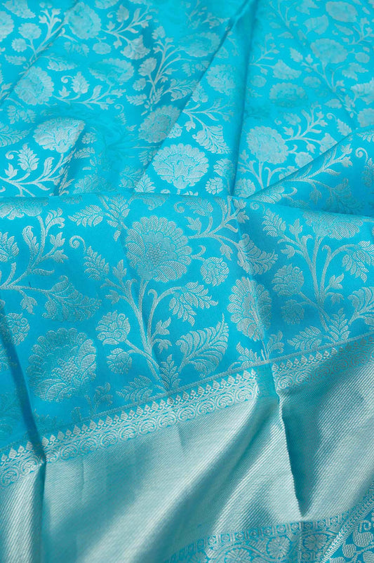 Sky Blue Kanchipuram Silk Saree