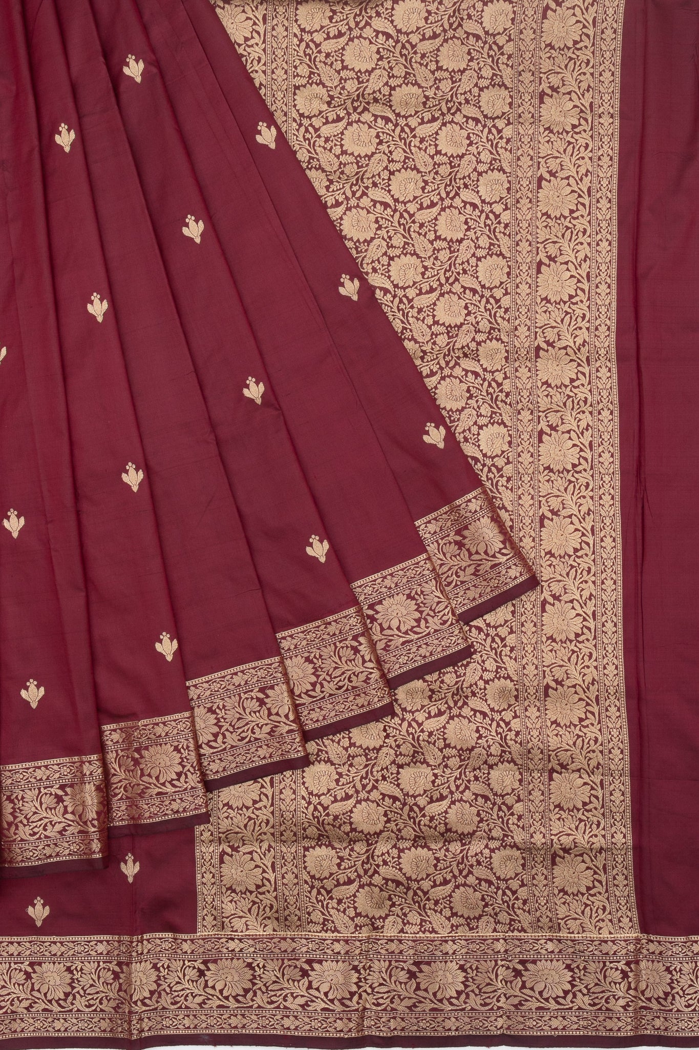 Maroon Banaras katan Saree