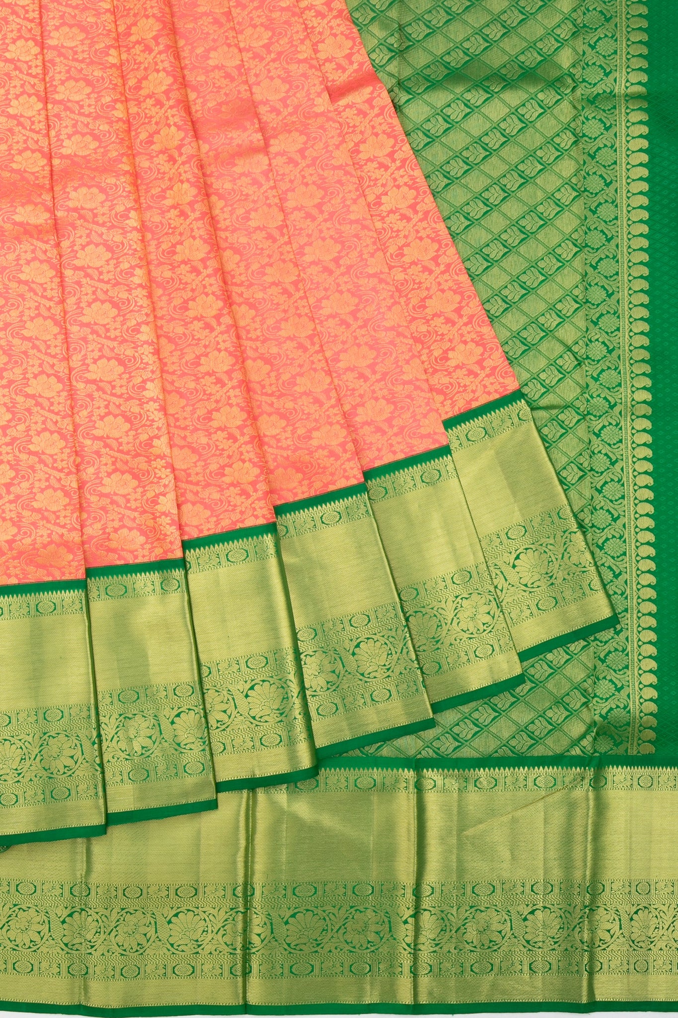 Peach Kanchipuram Silk Saree