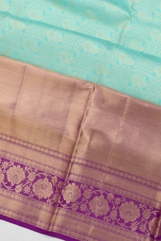 Sky Blue Kanchipuram Silk Saree