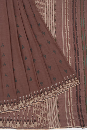 Brown Bengal Cotton Jamadani Saree