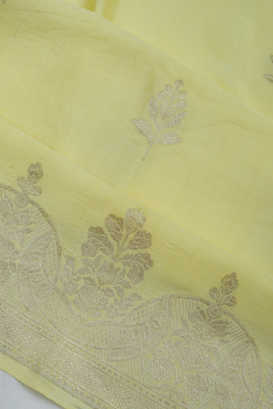 Neon yellow Muslin Silk Saree