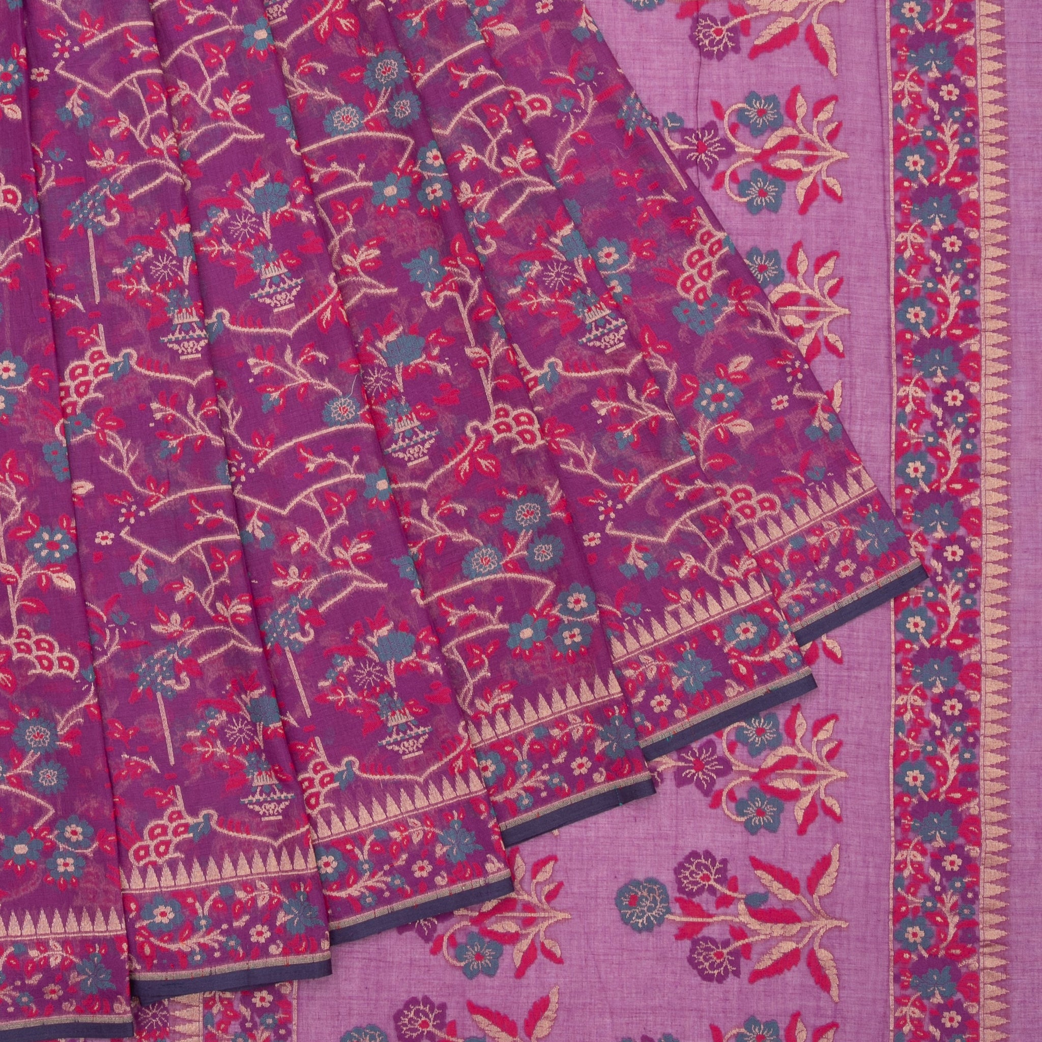 Purple Mashru Cotton Saree